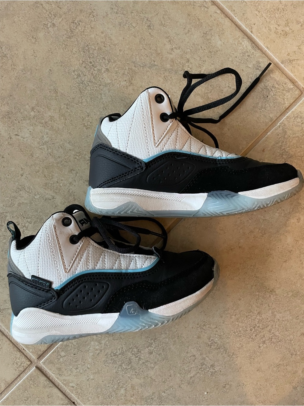 AND1 Youth Basketball Sneakers Size 13 Black White Ice Blue Athletic Shoes